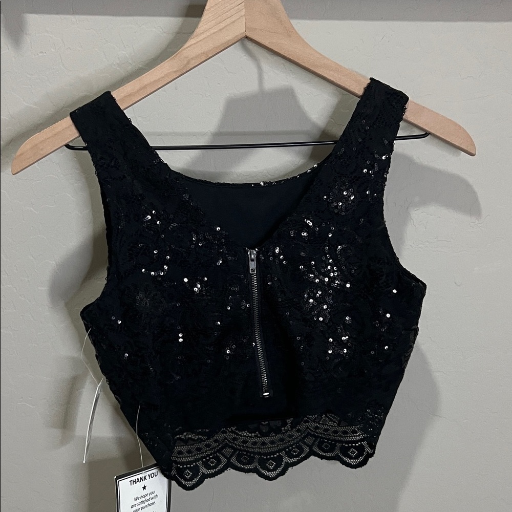 Formal Dress Black Sequin Top White Polka Dot Skater Skirt Hoco Two Piece Party - Picture 6 of 16